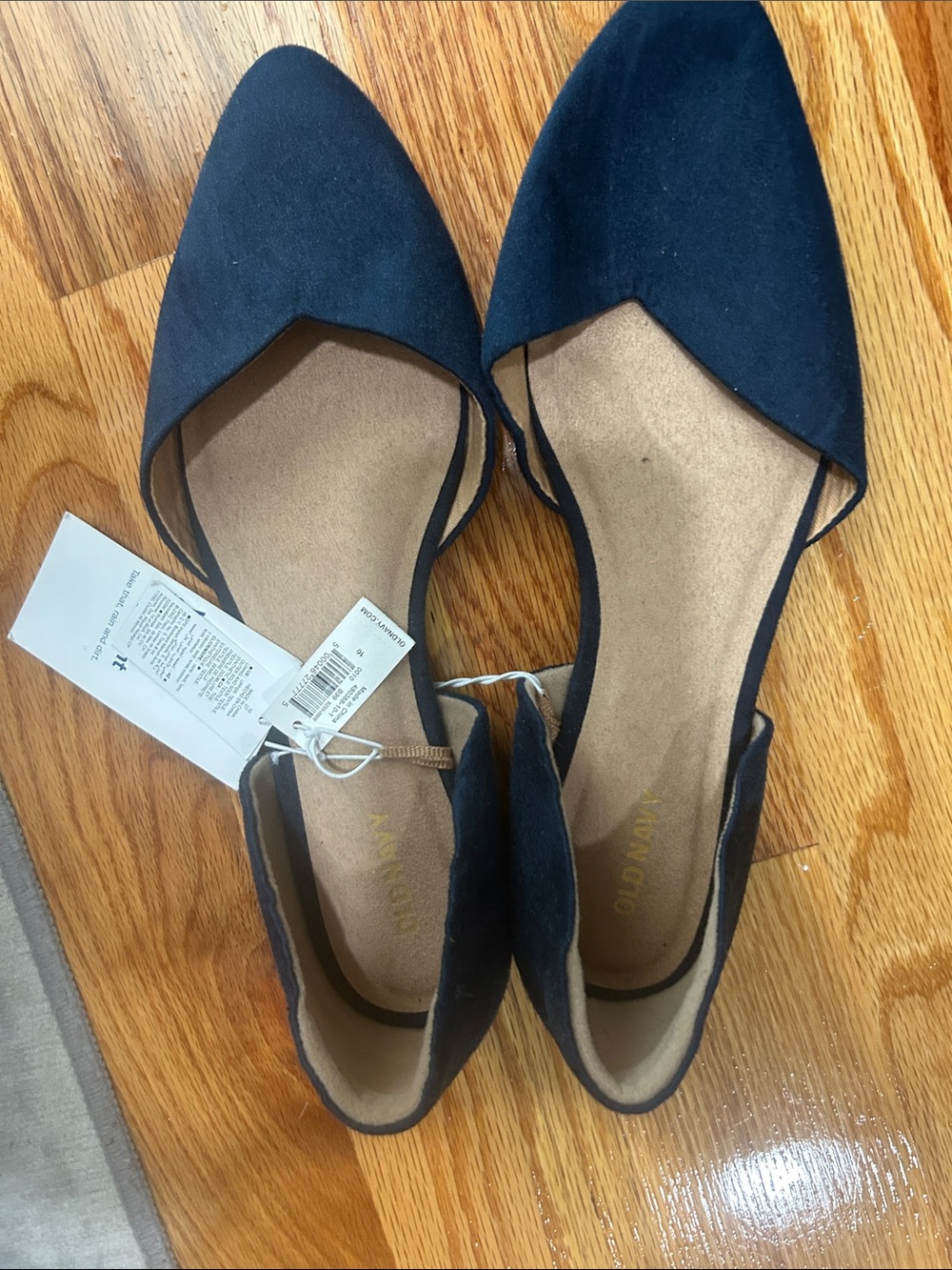 Old Navy Faux suede Navy Pointed D'Orsay Flats - Picture 8 of 9